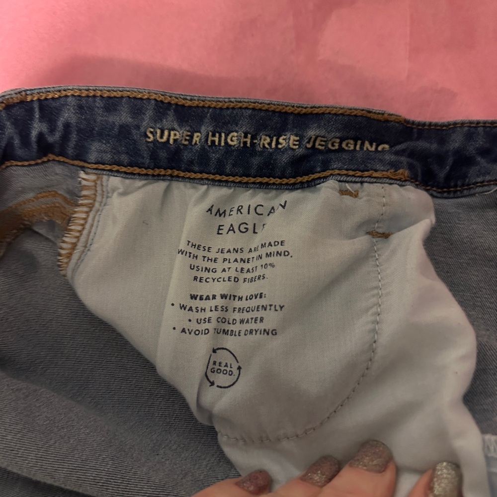 American Eagle Super High Rise Jegging Jeans Next Level Stretch Women 16 - Picture 5 of 5